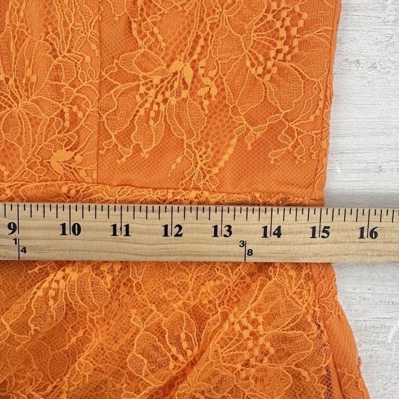 Michael Costello X Revolve Lace Mini Dress Women Size Large‎ Orange Sleeveless - Picture 12 of 14